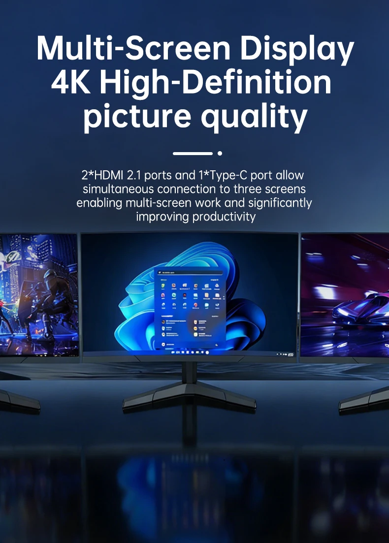 TOPC AMD Ryzen 7 7840HS Mini PC Radeon 780M DDR5 5600MHz Dual M.2 PCIe 4.0 Dual HDMI 1G LAN Mini Computer