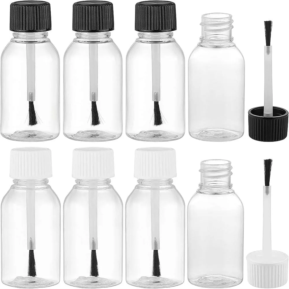 20 Packs 30ml/1oz Plastic Brush Applicator Bottles for Glue Paint Art Journal and House Project