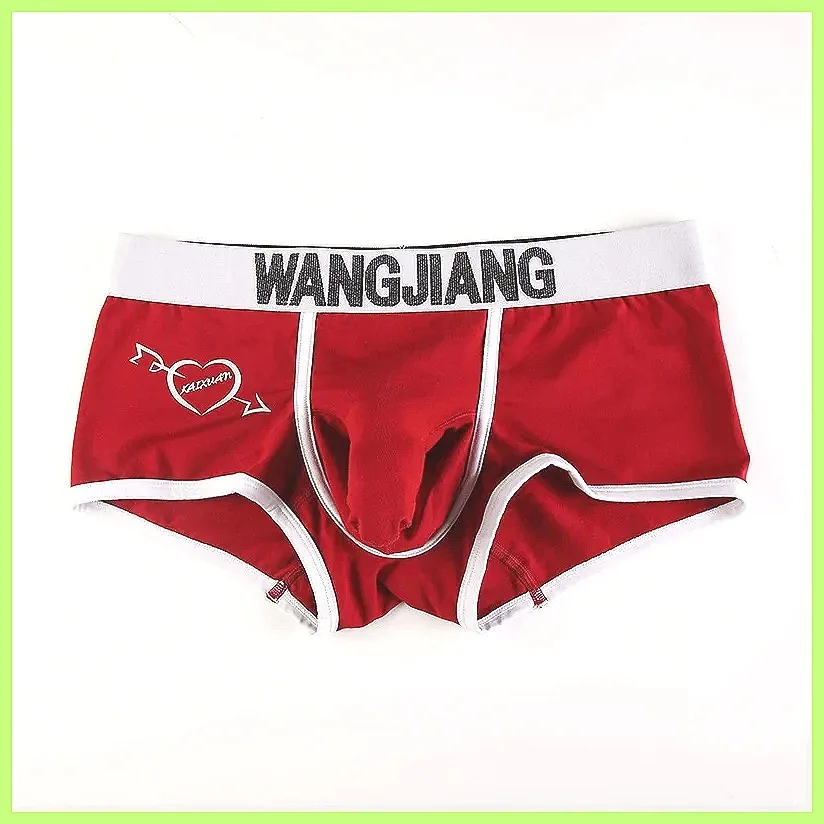 

Men's Cotton Boxer Shorts with Scrotum Support & Heart Print - Comfortable Big & Tall Elephant Trunk Underwear