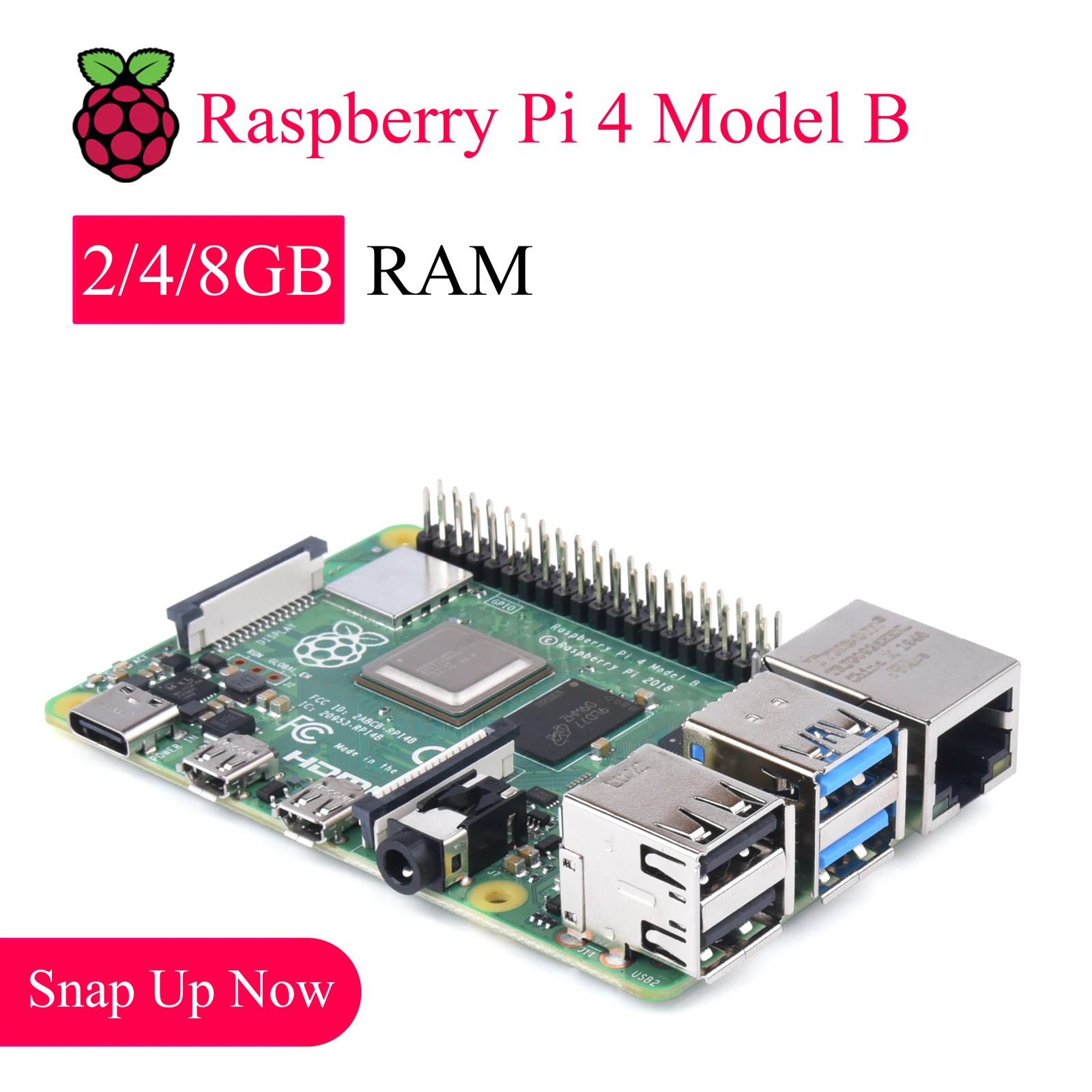 Placa de desarrollo Raspberry Pi 5 4B 3B + 3B Original, 1G, 2G, 4G, 8G, CPU Broadcom de 4 núcleos para bricolaje, educación, hogar, Industrial, 1 piezas