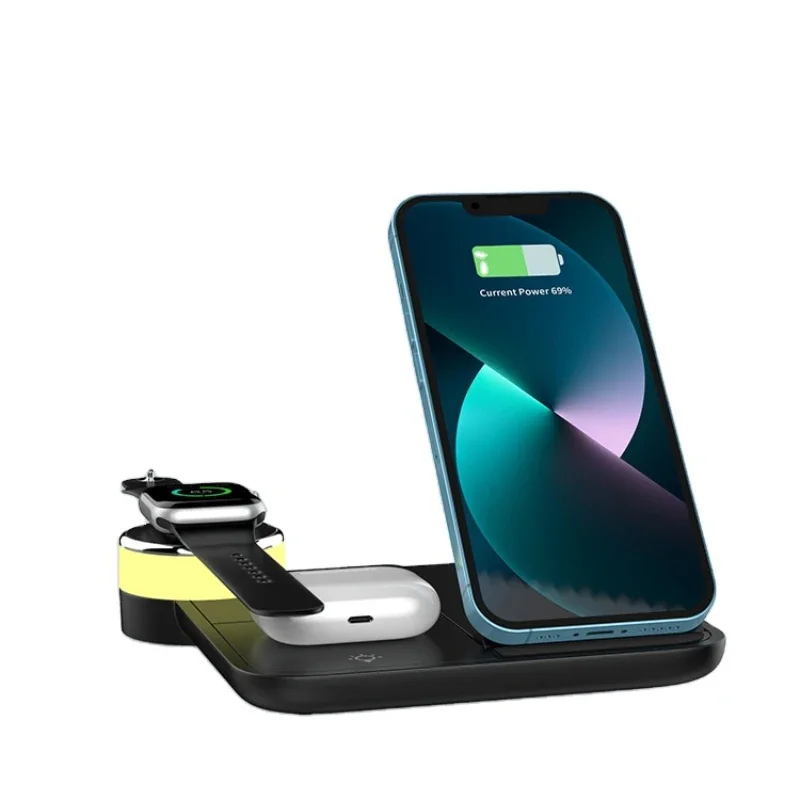 Foldable Smart Wireless Charger Stand Dock Universal 4 in 1 Wireless Charging Station for Enabled Phone