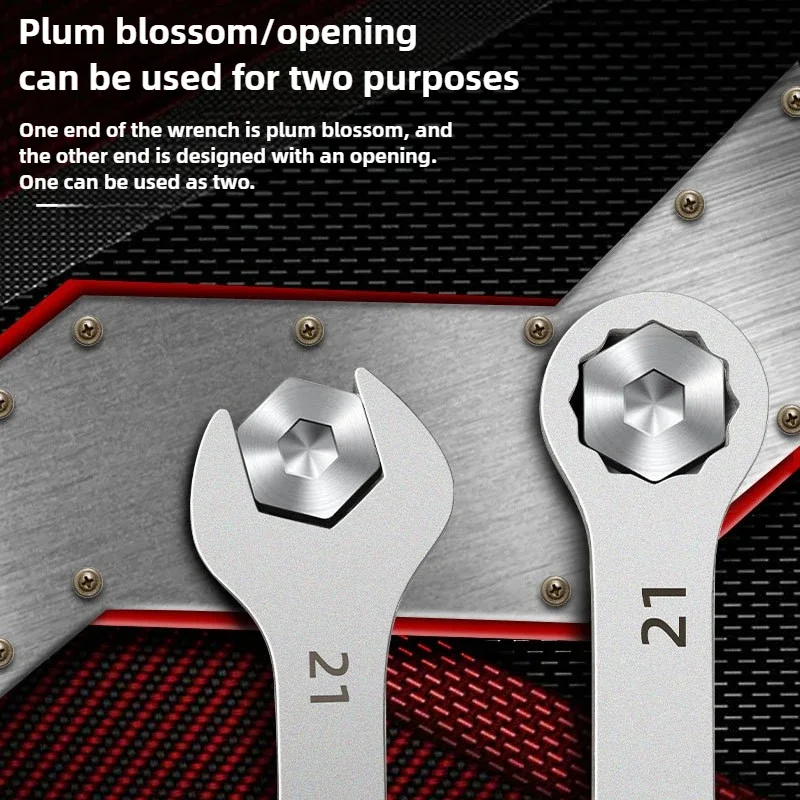 3mm Ultra-thin Wrench Large Open-end Wrench Plum Dual-purpose Wrench Wholesale 6-27MM Cross-border Thin Section Dual-purpose