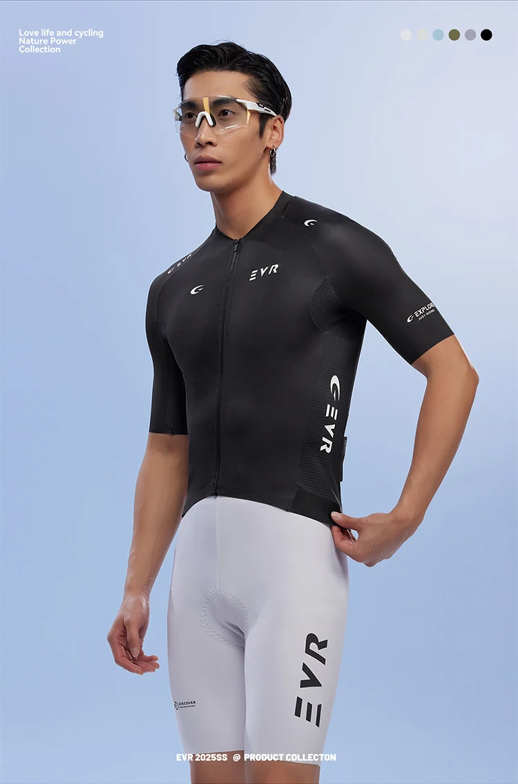 EVR Sommer Herren Radsport-Kurzarmtrikot Outdoor Rennrad-Bekleidung Hochelastisch und Schnelltrocknend Mountainbike-Radtrikot – Detail 3