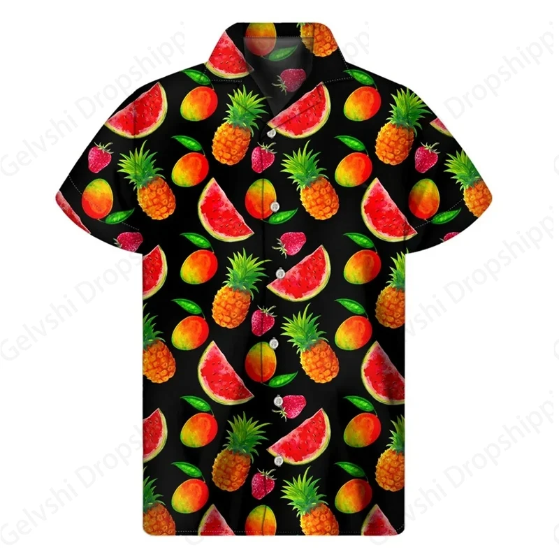 

Tropic Fruits 3d Print Hawaiian Shirts Men Women Fashion Beach Shirt Casual Streetwear Pinapple Blouses Lapel Camisas Holiday