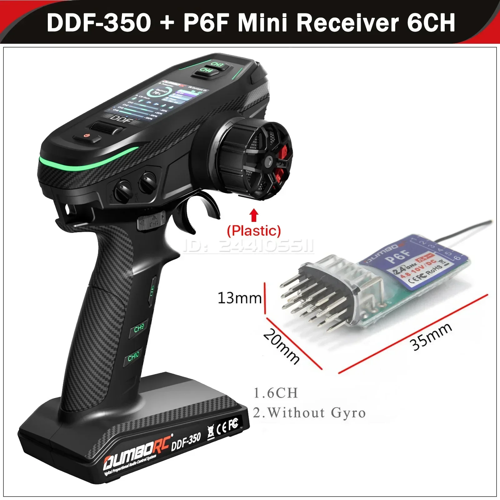 DUMBORC DDF-350 10CH 2,4G Digital Sender Fernbedienung HD Bildschirm 4/6/10 Kanal Gyro Empfänger für RC Auto Tank Boot Roboter