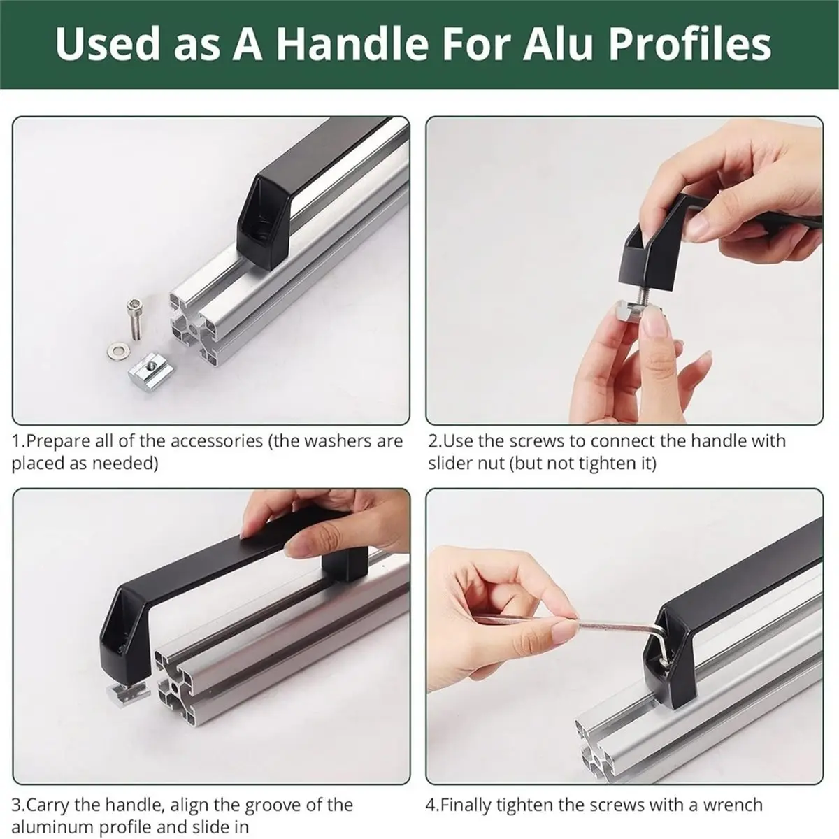 Aluminium Alloy Rectangular Industrial Pull Handle for Cabinet Doors Furniture for 40 Series European Standard