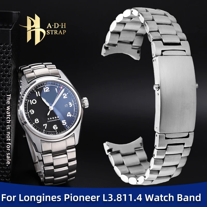 สำหรับ Longines L3.811.4สายนาฬิกาข้อมือเหล็กผู้ชายนาฬิกาโลหะความแม่นยำคุณภาพสูง L3.811 22มม. กันน้ำ