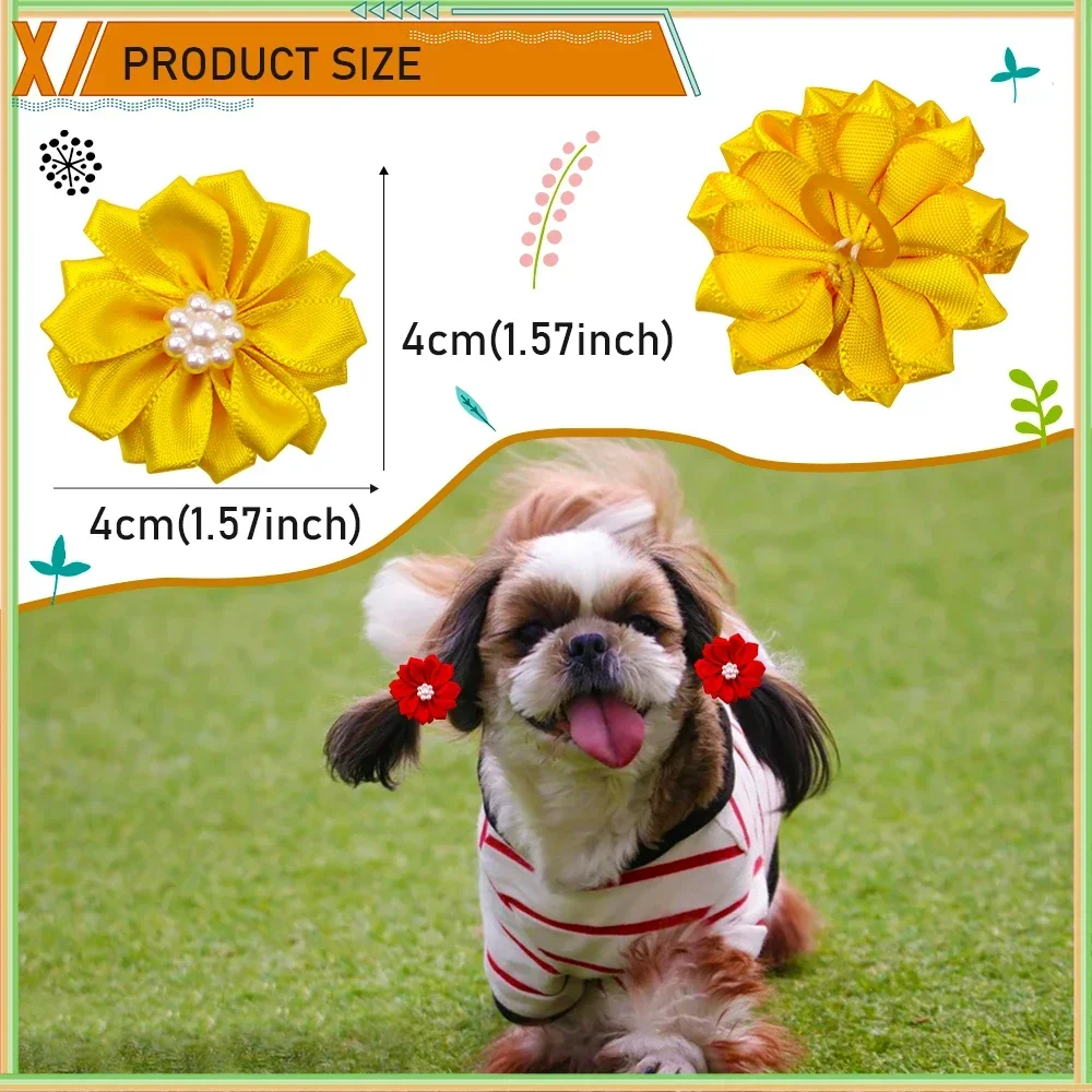 100PCS/Pack Choose Patterns Puppy Dog Small Hair Bows Pet Dog Hair Accessories Dog Grooming Bows for Small Dog Puppy Yorkshir