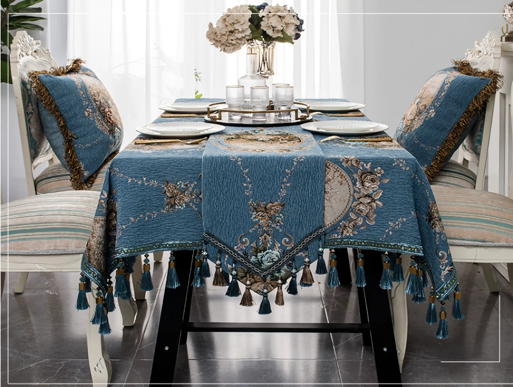 Table cloth luxury rectangular home oval dining table chair set chair cushion coffee table cloth