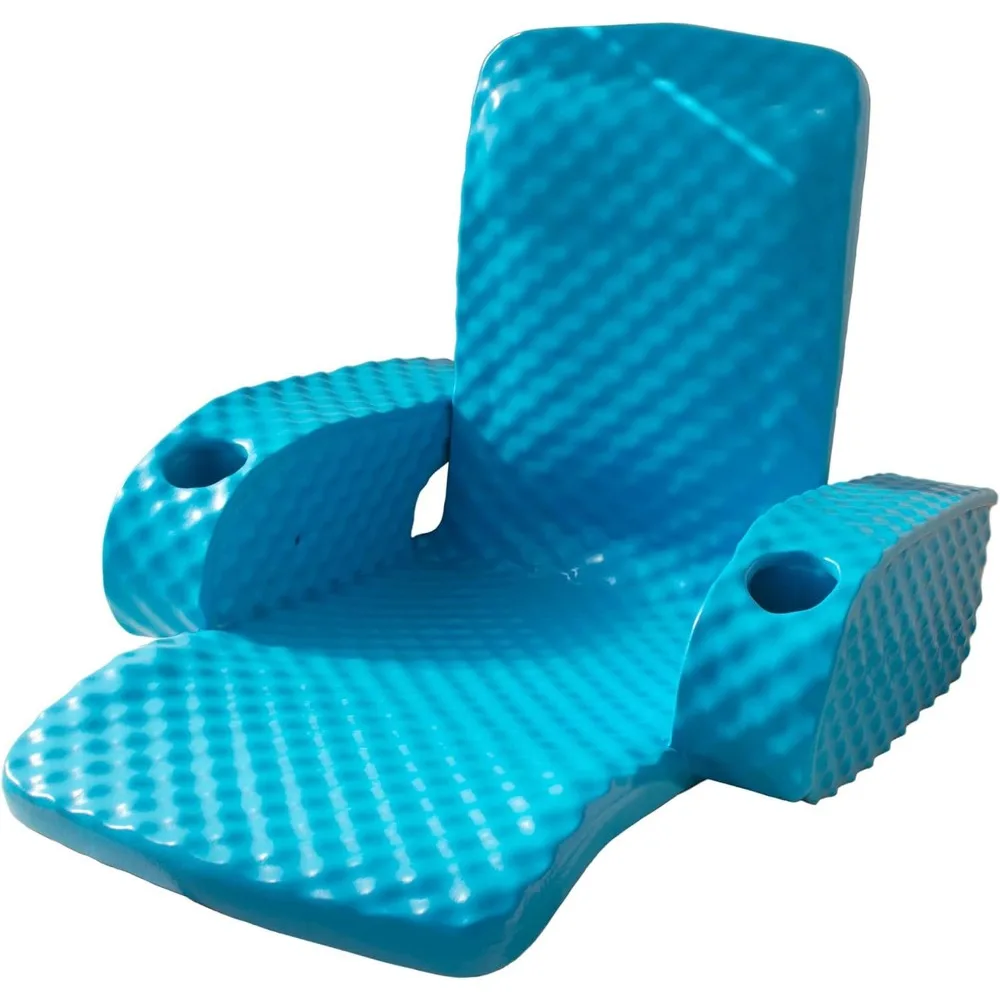 

Folding Baja Chair Foam Swimming Pool Float, Portable Super Soft Floating Lounger with 2 Cup Holders