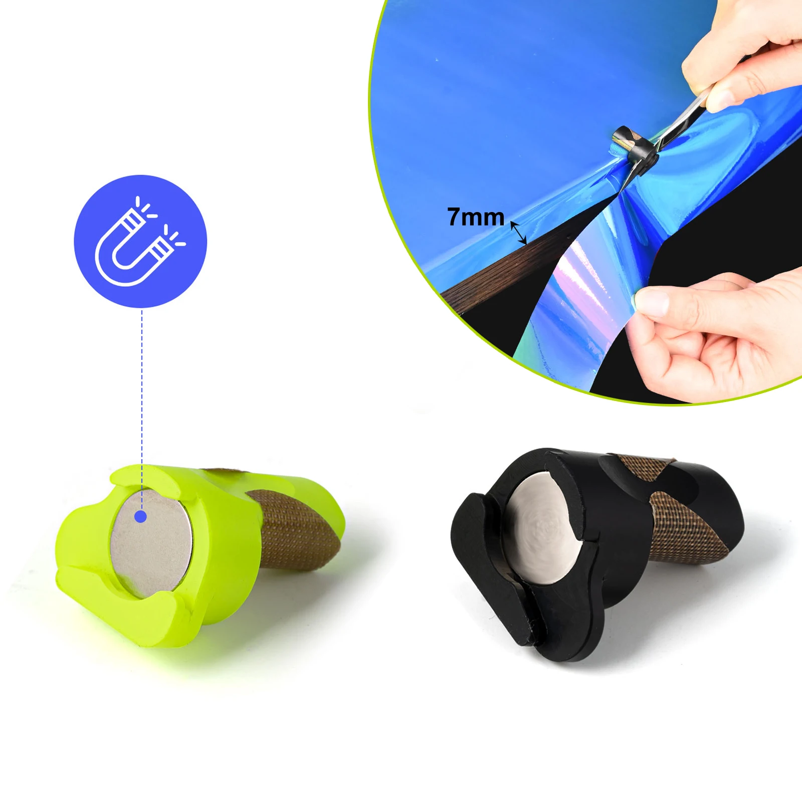 

FOSHIO 2pcs Magnetic Guiding Gadget Car Tint Vinyl Paint Protection Film 2/7mm Edge Precision Cutting Guider Cap For 9MM Blades