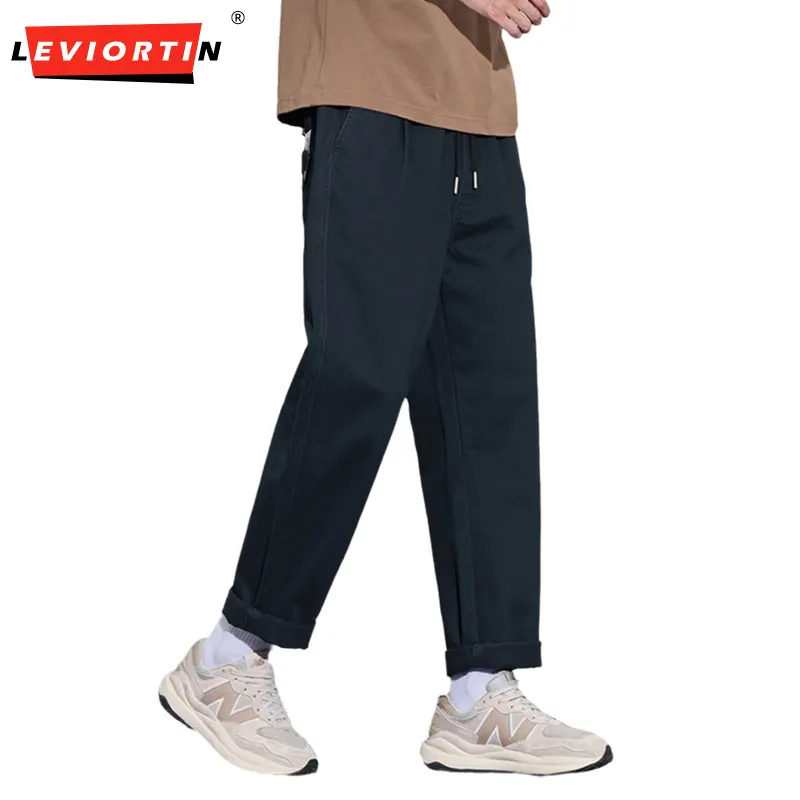 Men's Straight Pant Elastic Waist Chino Trouser Cargo Male Regular Fit Cotton Stretch Spring Casual Korean Golf Wear