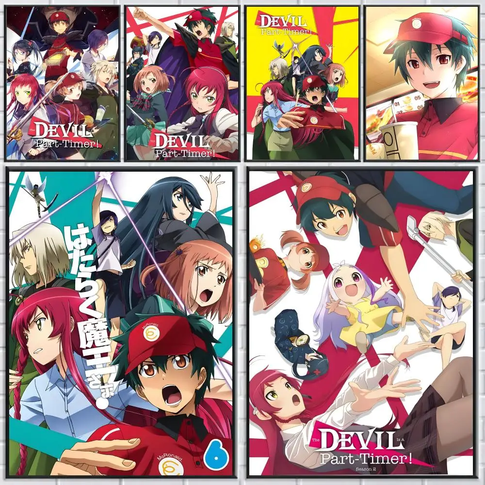 Anime The Devil Is A Part-Timer Poster HD Art Sticker Self Adhesive For Playroom Bedroom Hallway Home Wall Art Decor Gift