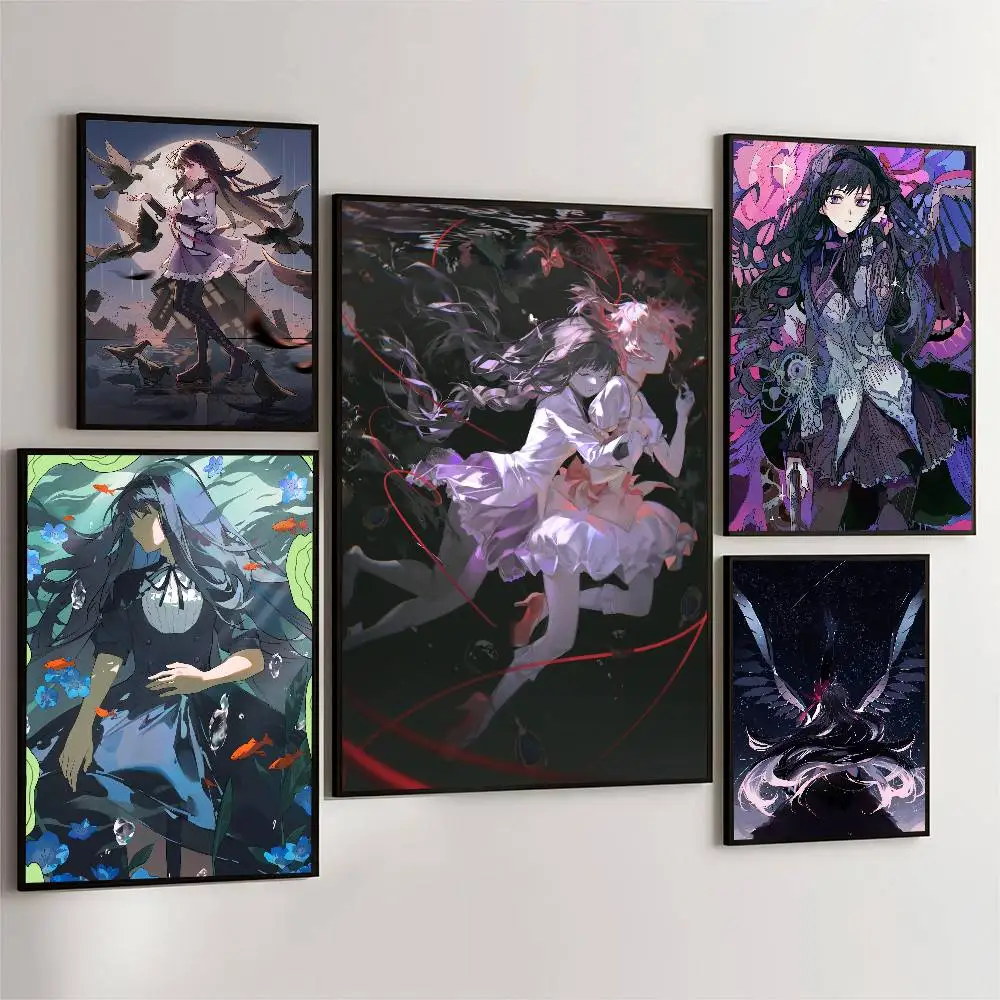 Akemi Homura Mahou Shoujo Madoka Magica Anime Poster HD Home Decor Sticky Wall Waterproof Home Living Room Bar Aesthetic Decor