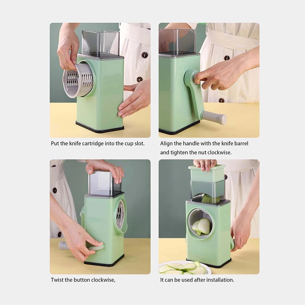 Manual Hand Crank Vegetable Slicer - Compact Kitchen Chopper for Quick and Even Cutting - Great for Salads, Slaws, and More