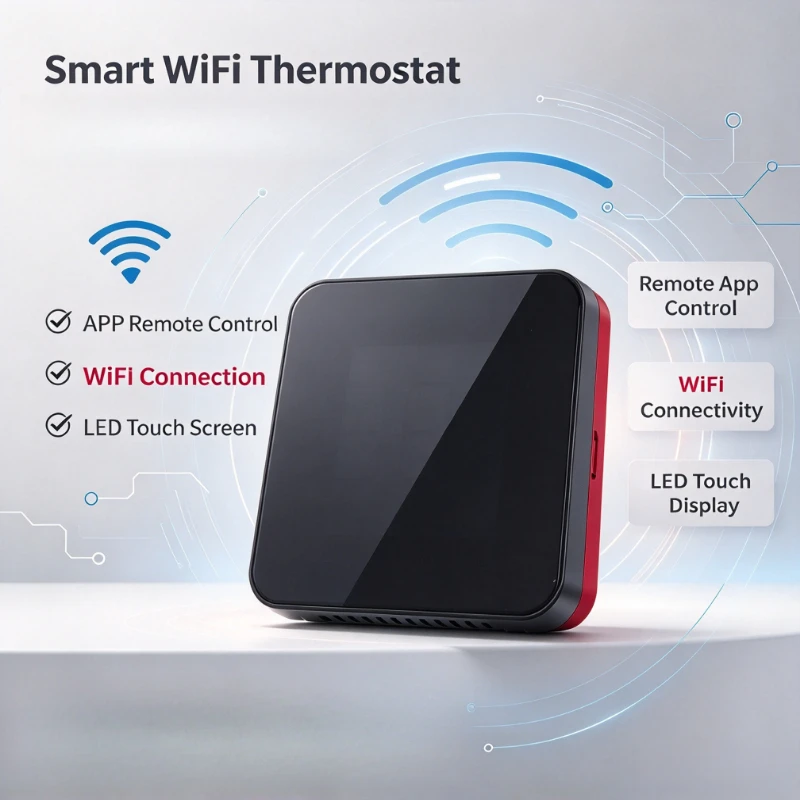 WIFI Smart Electric Floor Heating Thermostat Touch Screen APP Remote Control Underfloor Heating Temperature Controller Black