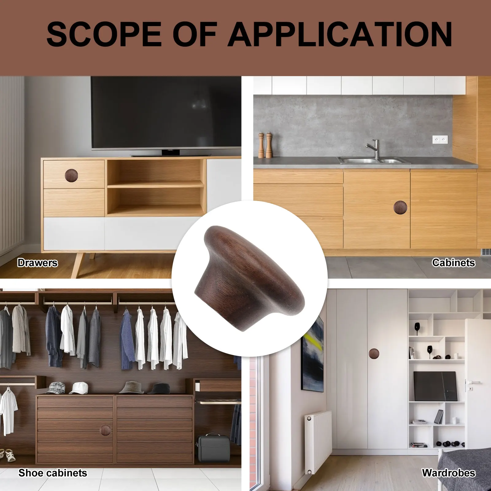 

2 PCS Wood Drawer Knobs Cupboard Door Knobs Cabinet Handle for Cupboard Wardrobe Pulls Hardware Accessory