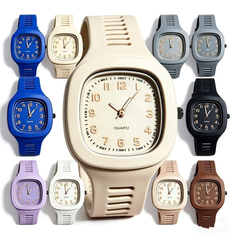Minimalist Silicone Strap Square Watch Square Casual Wrist Watch Quartz Watch Students