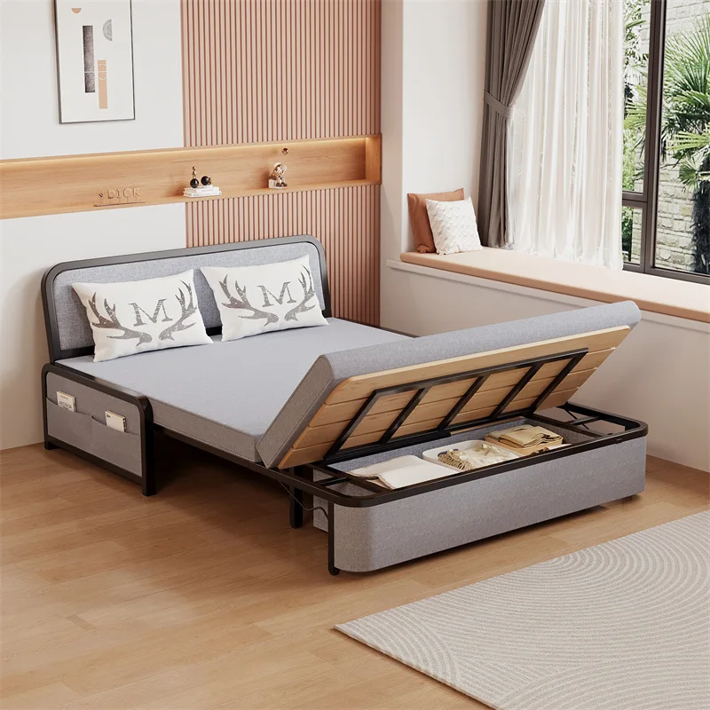 Multifunctional folding sofa bed without armrests Home rental living room Dual-purpose lunch break bed