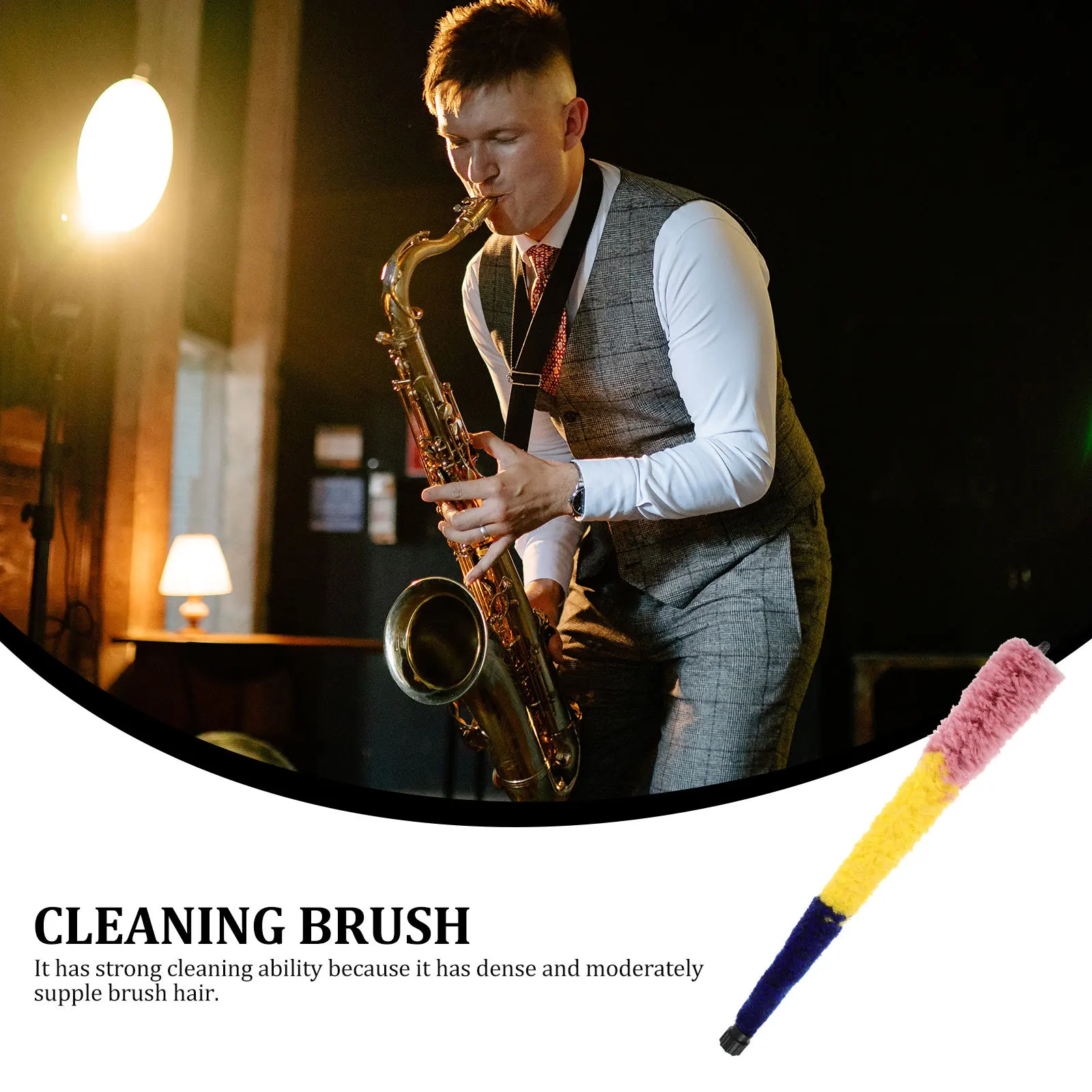 Spazzola per la pulizia del sassofono Materiali di alta classe Durevole portatile per mantenere il sax Strumento per la cura Spazzola morbida e densa Detergente per sax per capelli