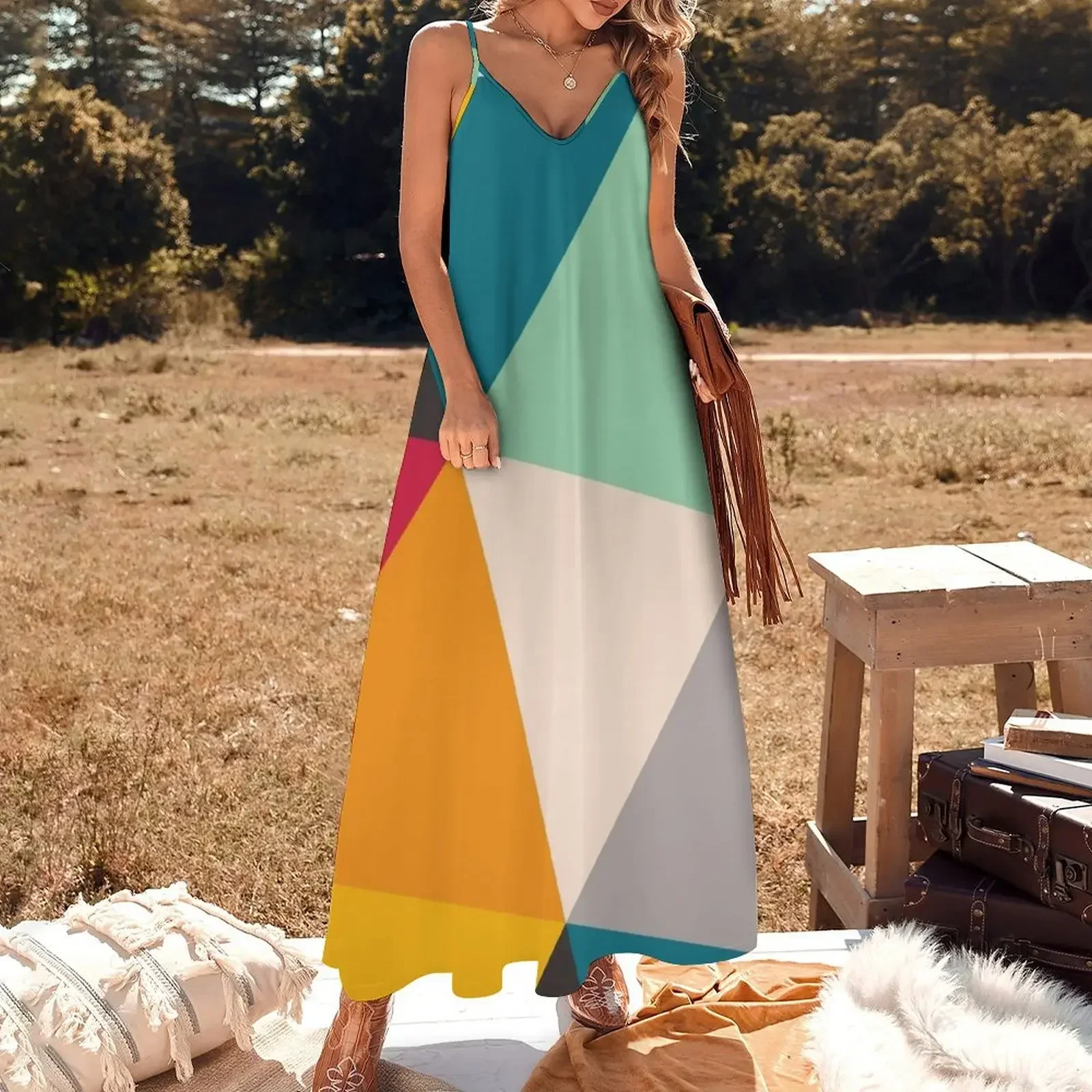 Colourful Geometric Triangles (2012) Sleeveless Dress dress women elegant luxury Dress woman