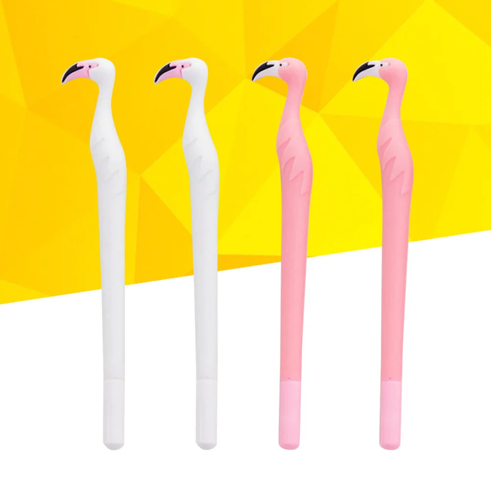 

4Pcs Gel Ink Pen Creative Flamingo Design 0.5mm White Cartoon Writing Pens School Supplies Children Gift