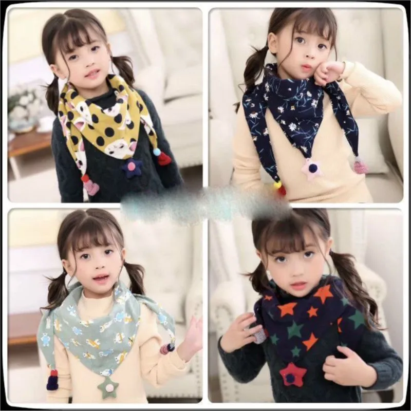 

Printed Children's Scarves Autumn Winter Cartoon Boys Girls Versatile Scarf Baby Triangle Scarves Baby Saliva Scarves ZE483