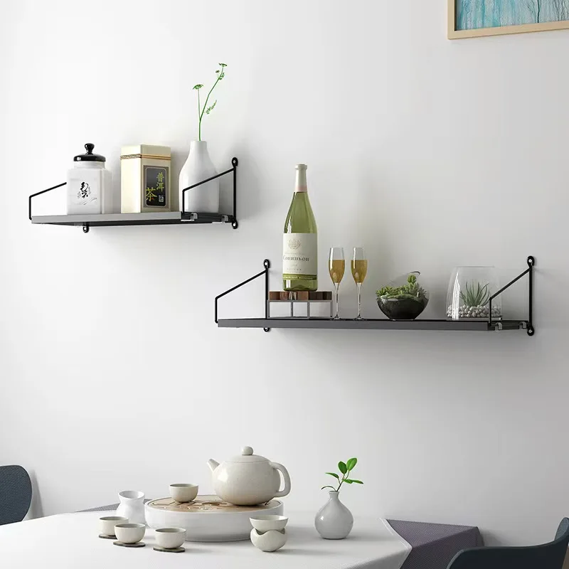 Wall Shelf Punching-Free Hanging Wall Wrought Iron Living Room TV Wall Decoration Bedroom Wall Bookshelf Word Partition