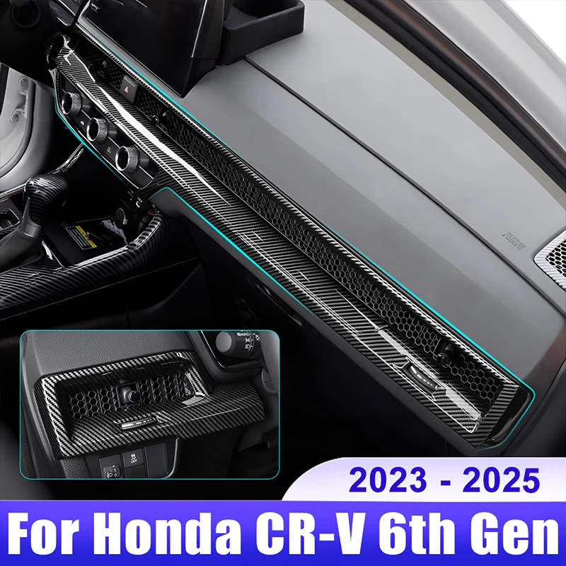 For Honda CRV 6th Gen 2023 2024 2025 / CR-V Hybrid Car Central Control Air Conditioning Vent Outlet Trim Strip Accessories