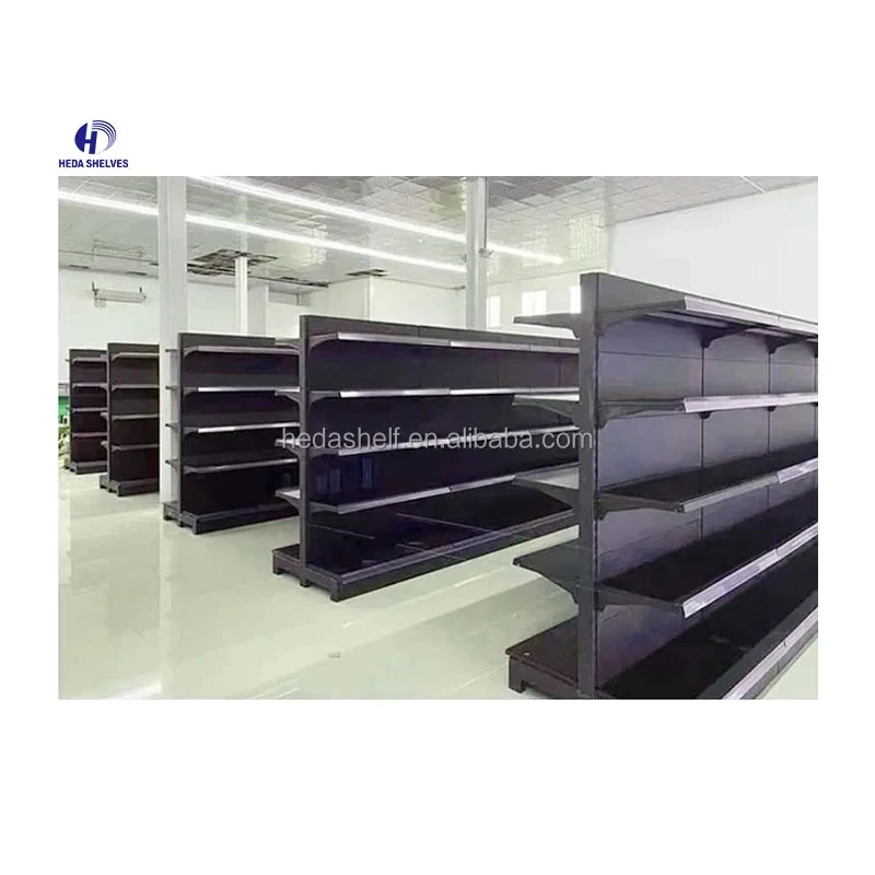 Estanterías personalizadas para tiendas de comestibles, estanterías resistentes para supermercados, estanterías metálicas de exhibición, góndolas, soportes para tiendas.