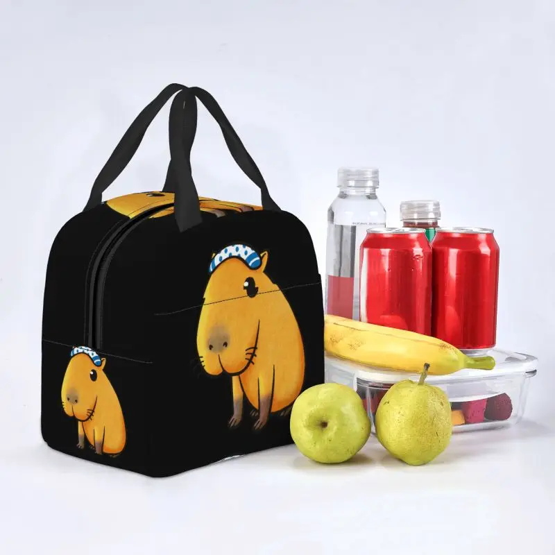 Custom Capybara Lunch Bag Women Kawaii Animal Cooler Warm Insulated Lunch Boxes for Student School