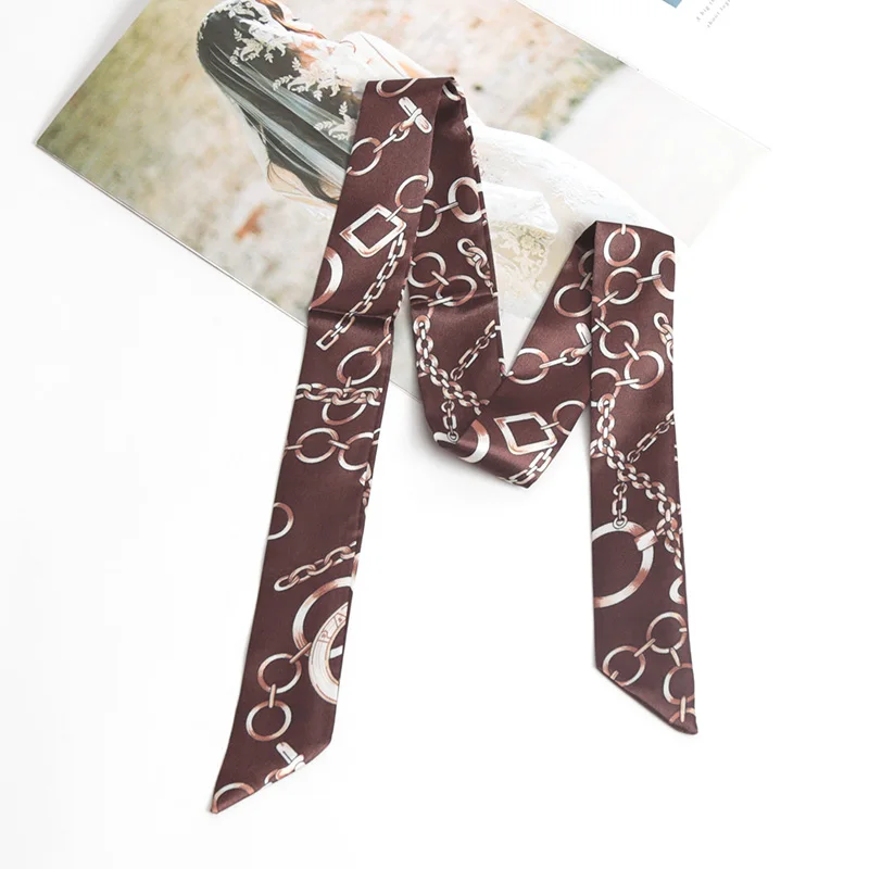16 Farben bedruckter Blumenschal für Damen – schmales, glattes Band als Stirnband, Halstuch, Taschenband, Haargummi, Gürtel und Accessoires – Detail 10