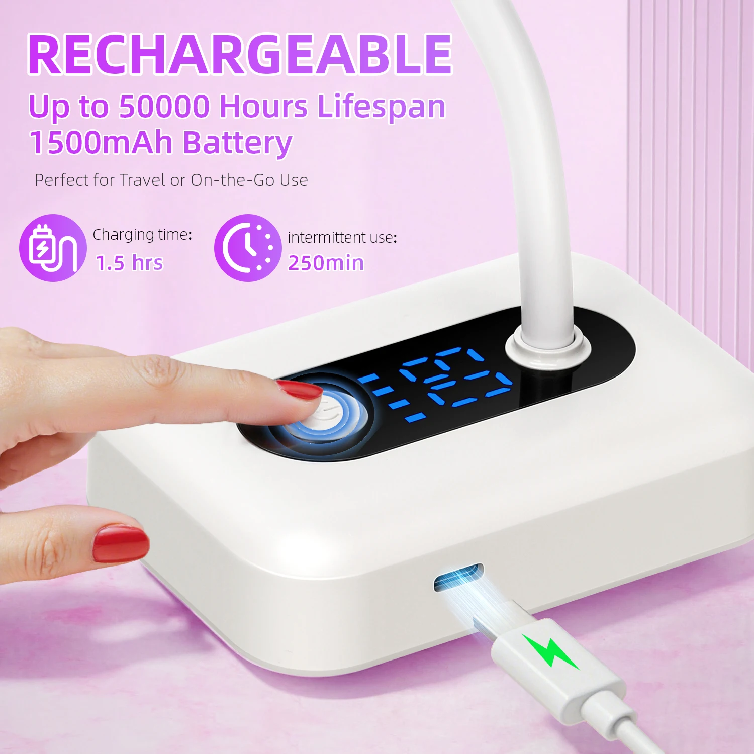 36 W wiederaufladbare UV-LED-Nagellampe, kabellos, 12 LEDs, Nageltrockner, 360 °   Biegsame, schnell trocknende Nagel-Maniküre-Lack-Kleber-Gel-Härtungslampe