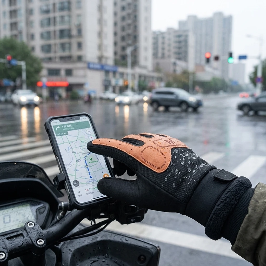 1 Pair Riding Gloves Thermal Fleece Lined Warm Winter Motorcycle Gloves for Men Women Electric Bike Outdoor Cycling Gear
