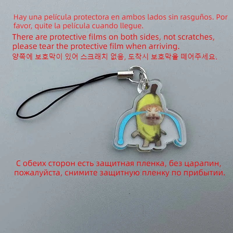 Cadena de teléfono móvil de Gato plátano feliz, colgante divertido de Gato El Gato Meme, colgante pequeño, llavero Maxwell, regalo de amigos y