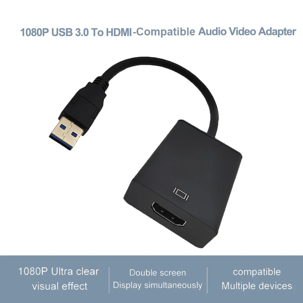 1080P HD Portable USB 3.0 To HDMI-Compatible Audio Video Adapter Converter Cable High Speed For Windows 7/8/10 PC