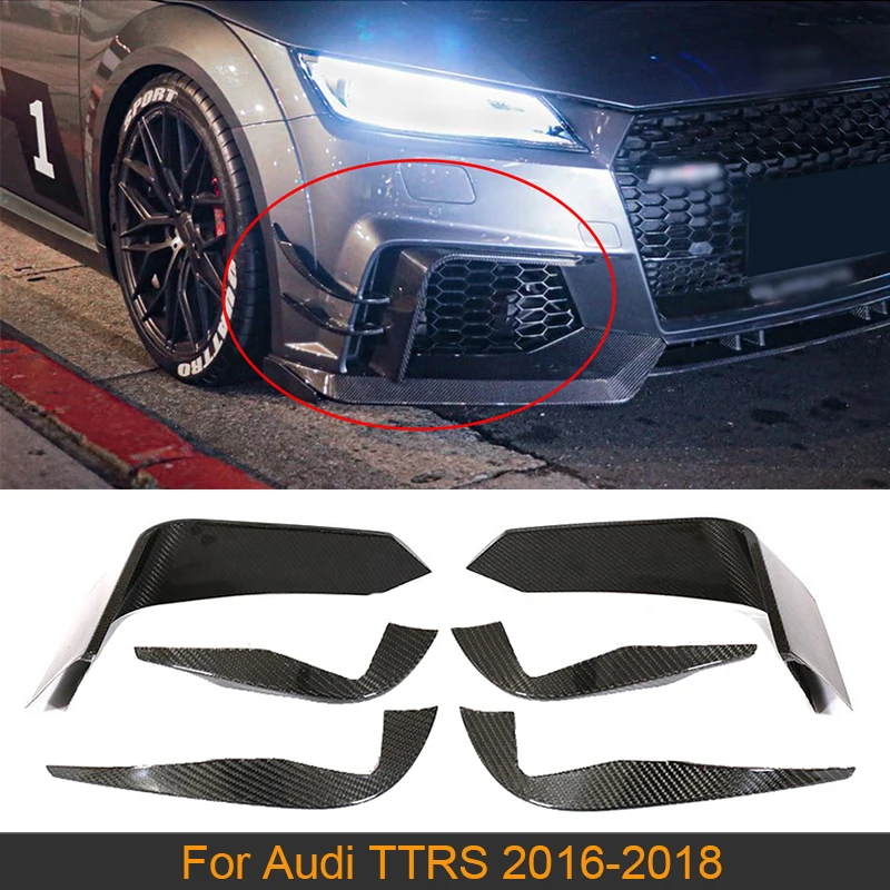 Car Front Bumper Splitters for Audi TTRS 2016 2017 2018 Front Bumper Air Vent Fender Fins Vents Canards Splitters Carbon Fiber