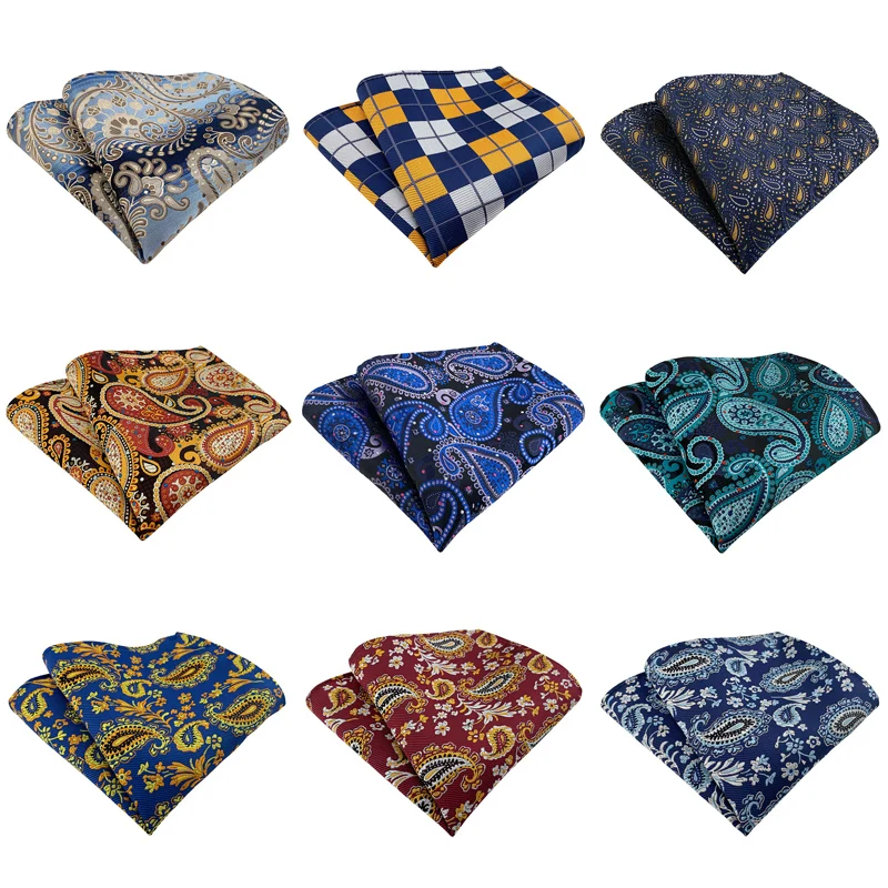 Newest Styles Pocket Square Handkerchief Elegant Blue Red Jacquard Hanky Fit Shirt Accessories Daily Wear Cravat Festival Gifts