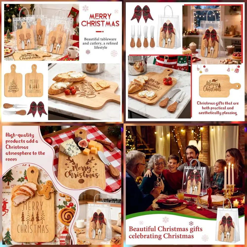 

Bulk Christmas Wood Cutting Boards - Festive Kitchen Gift Set with Charcuterie Serving Platter for Holiday Parties