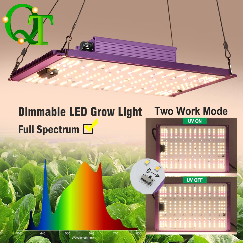 Aluminum Full Spectrum LED Grow Light Quantum Board Waterproof IP65 Dimmable UV Independent Switch Grow Light