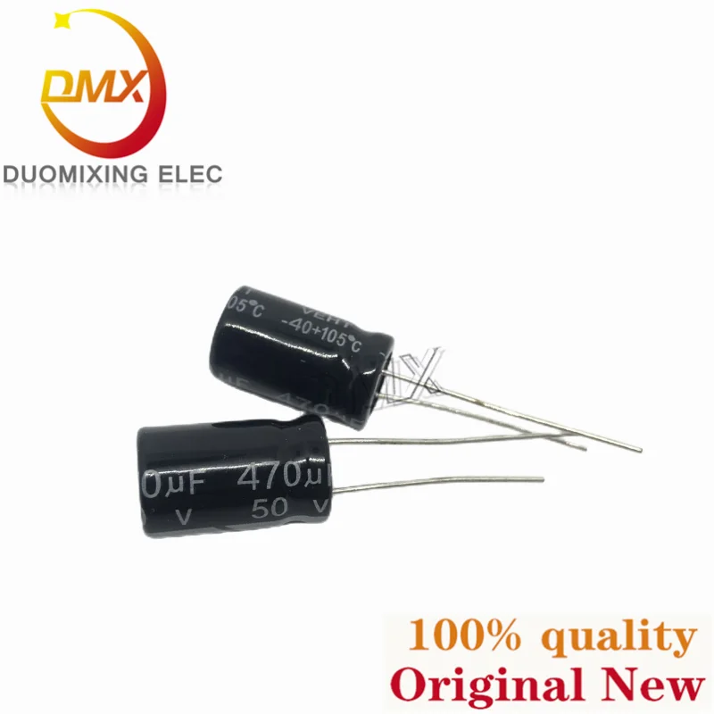 50PCS/LOT 100%NEW 470UF50V 10*17MM High temperature resistance 105°C In-line aluminum electrolytic capacitor 50V 470UF 10X17MM