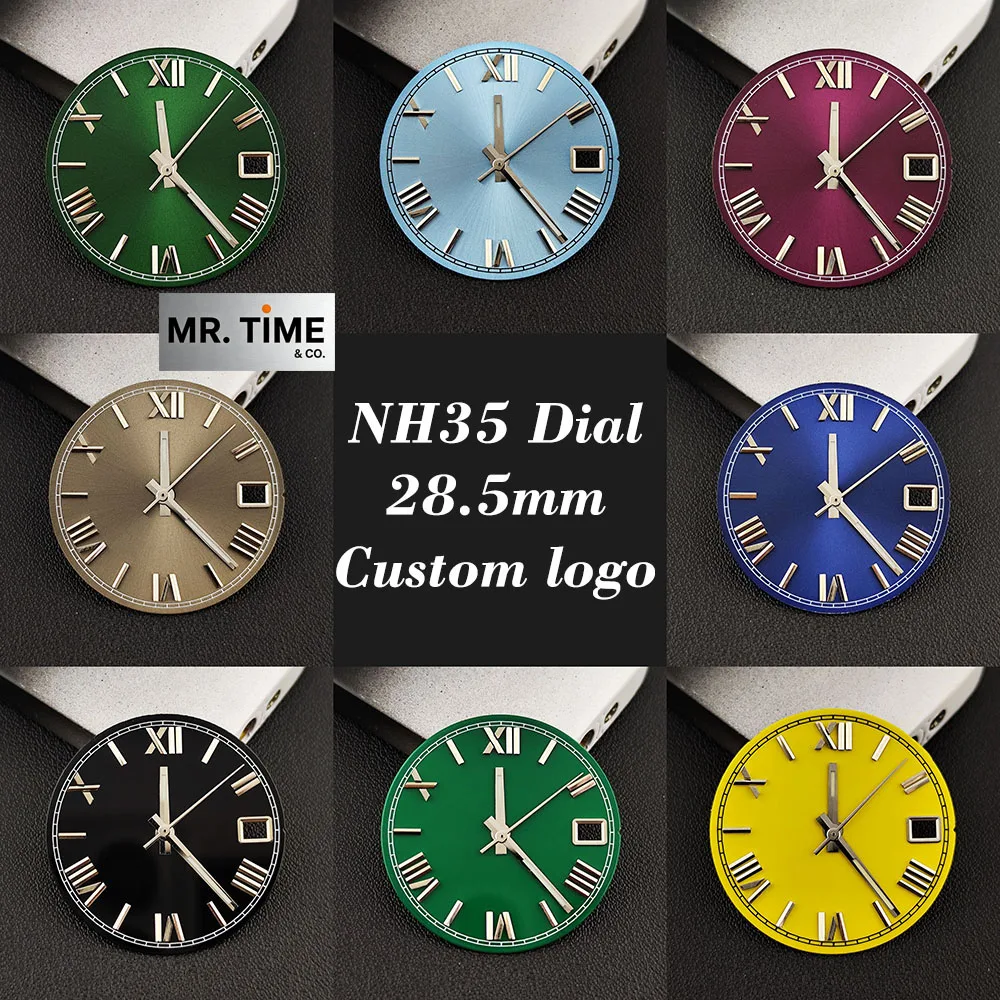 28.5mm Roman numeral NH35 dial men's dial custom logo suitable for NH35 movement NH35 case watch accessories