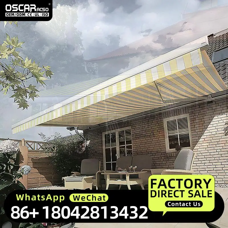 Retractable Foldable Outdoor Sunshade Custom Size Luxury Cassette Motorized Electric Canopy for Balcony Patio Garden 6M Retracta