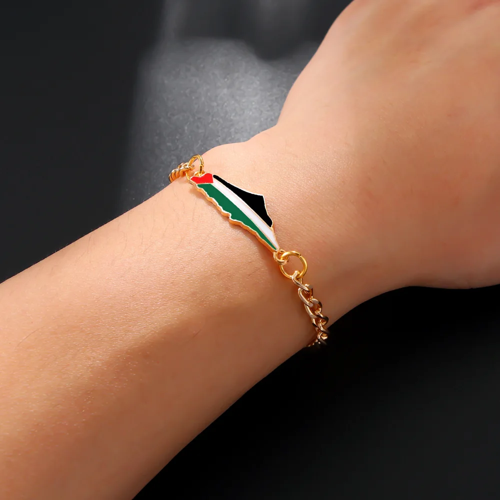 

Metal Palestinian Bracelet for Men and Women, Creative Personality, Imitation Gold Flag Handpiece