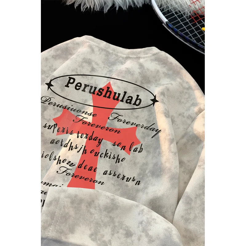 【Mirrordust】سترة هيب هوب من جلد الغزال البارد المخملي بأكمام طويلة ملابس خروج فضفاضة ودافئة مناسبة للرجال والنساء #6