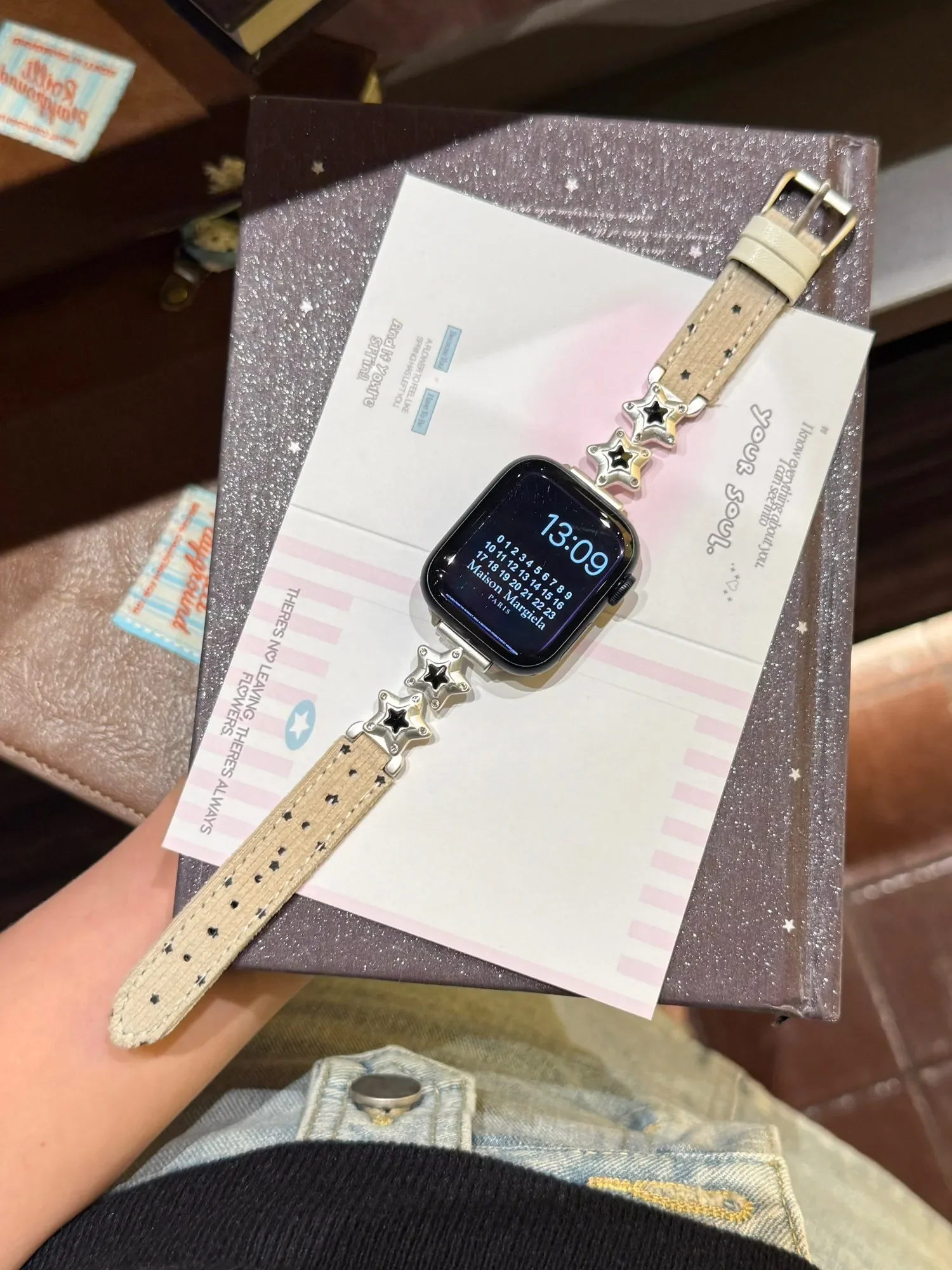 Popular metal patchwork leather strapfor Apple Watch Band Women Series S11/10/8/7 40mm 41mm 42mm 44mm 45mm 46mm starp