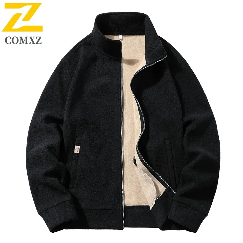 سترة COMXZ الكلاسيكية للرجال بياقة واقفة للتنقل سترة سميكة ودافئة سترة مميزة للأعمال والترفيه ومقاومة للبرودة ملابس خارجية للرجال للشتاء