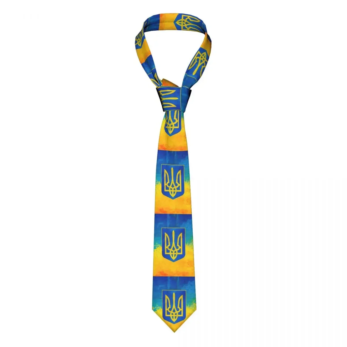 Custom Ukrainian Flag Tie Men Classic Coat Of Arms Of Ukraine Silk Wedding Neckties