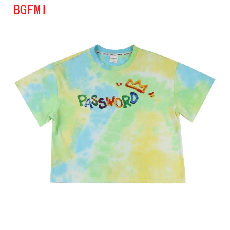 2-12Y Boys Cotton Summer Top and Shorts Set 2026 Korean New Green Tie-dye Fashionable Versatile Top Children's Cargo Shorts
