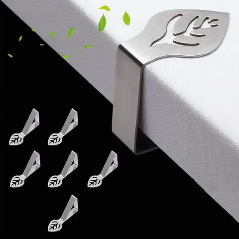 6pcs Table Cloth Clips Leaf Shape Picnic Tablecloth Holder Clip Stainless Steel Decorative Cover Clamp for Party Wedding Camping